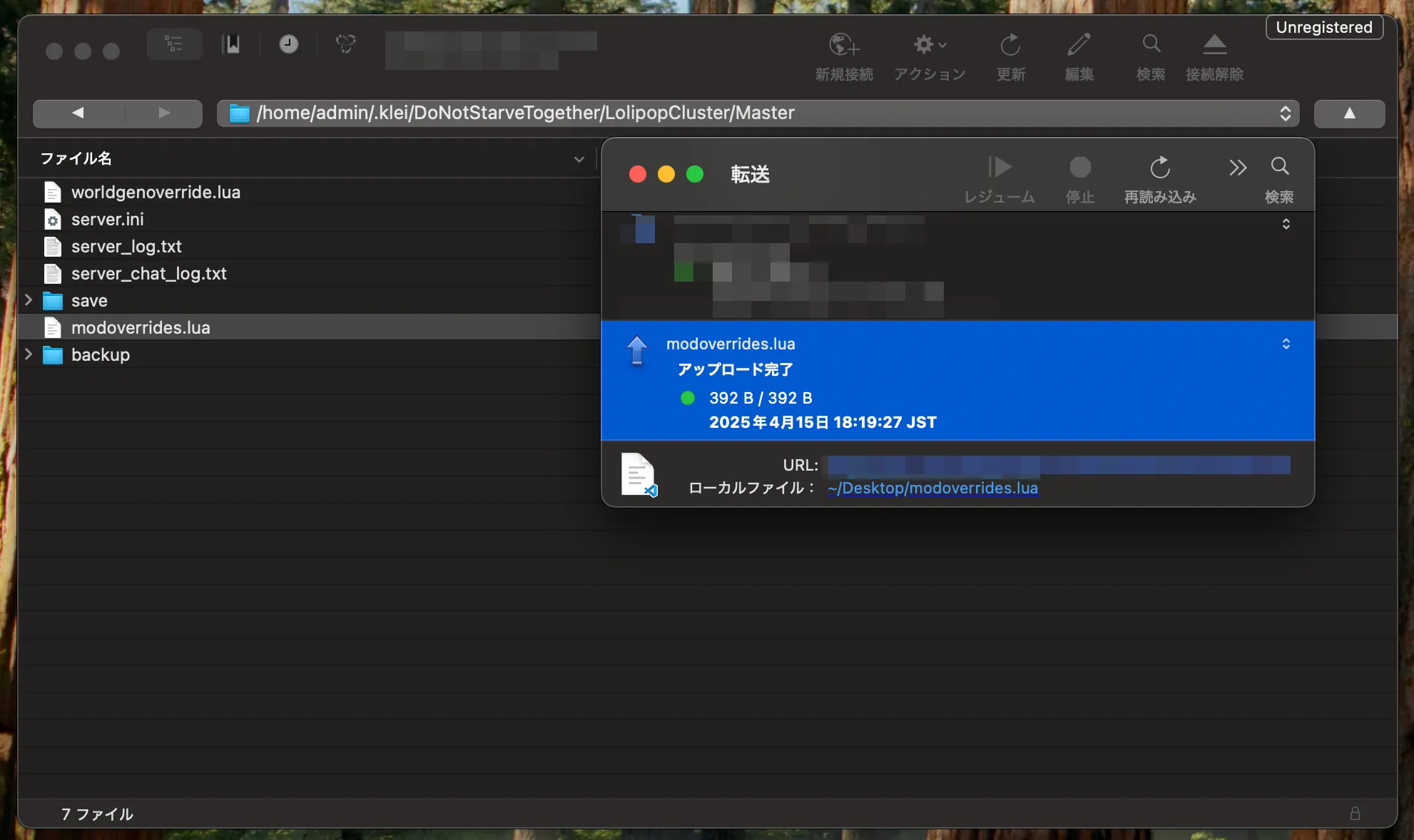 サーバー_ファイルを転送_アップロード完了