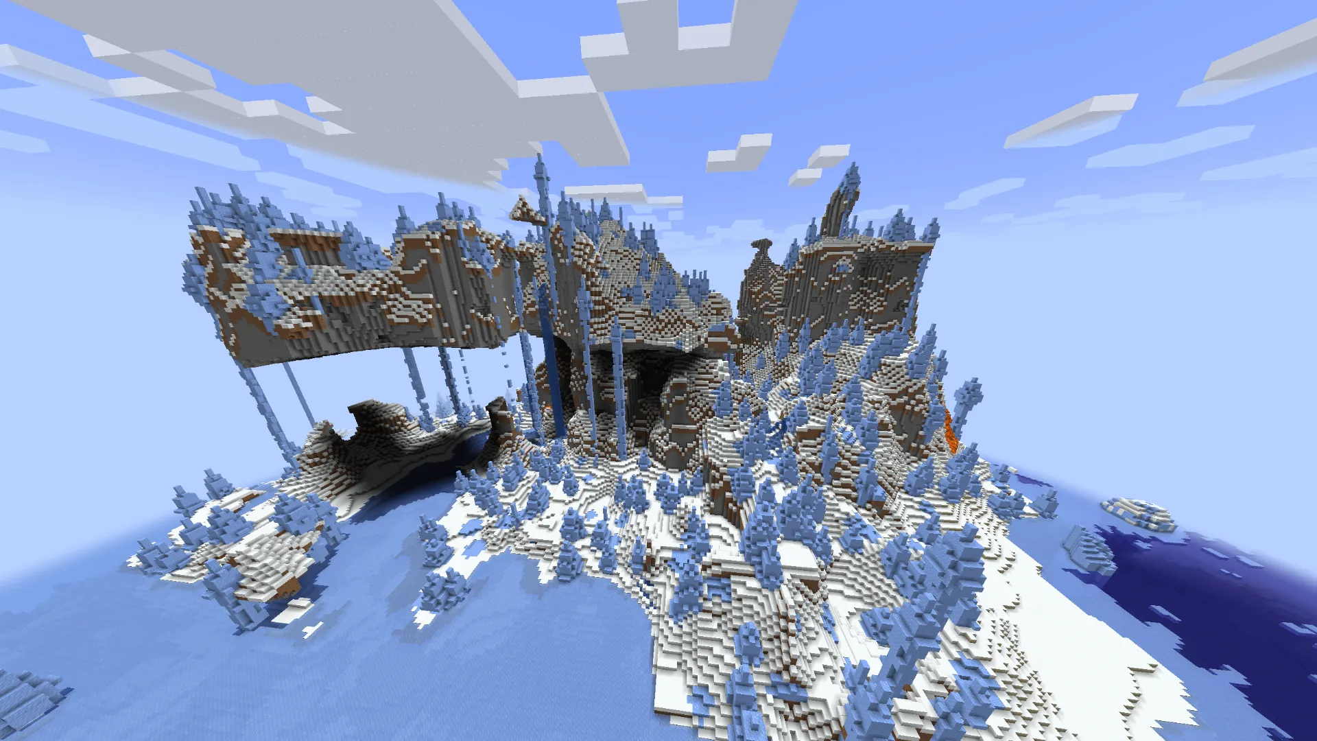 巨大な氷の柱と溶岩の幻想的な地形|おすすめ神シード