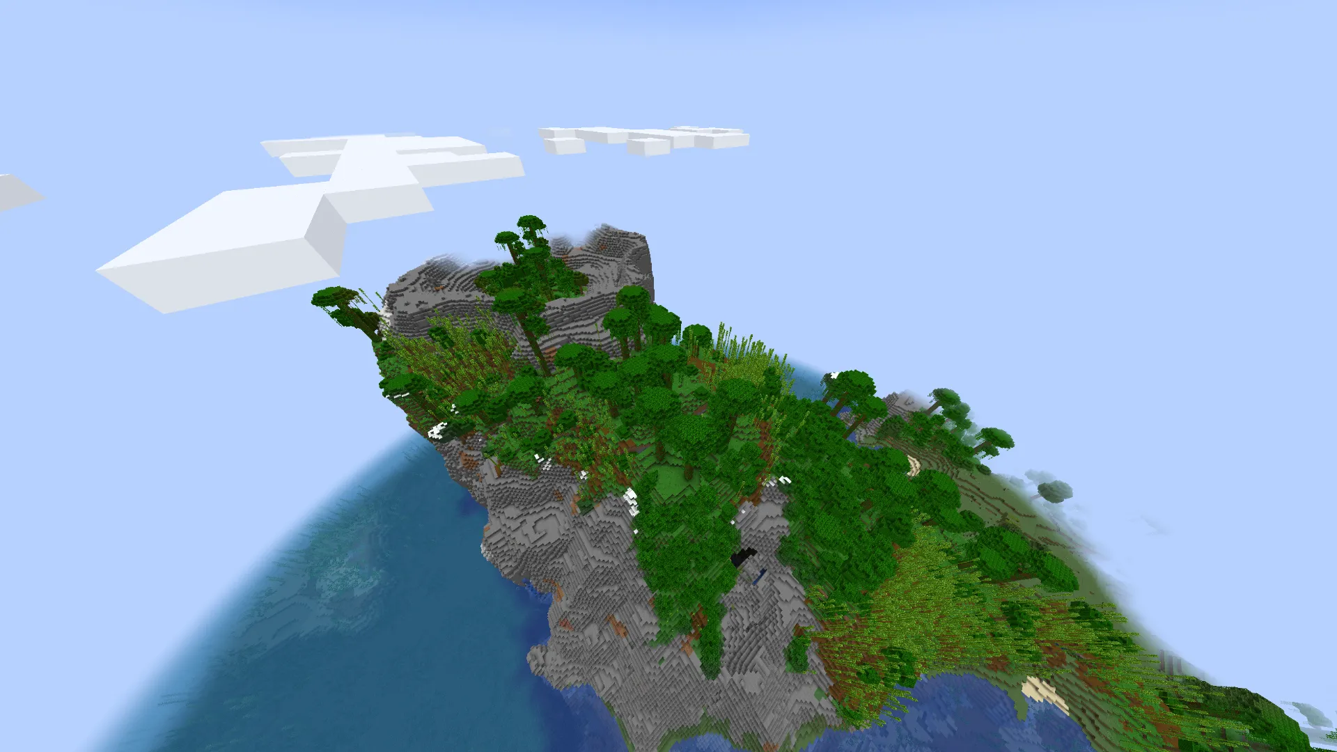 海からそびえるジャングルの孤島|要塞建築におすすめの神シード