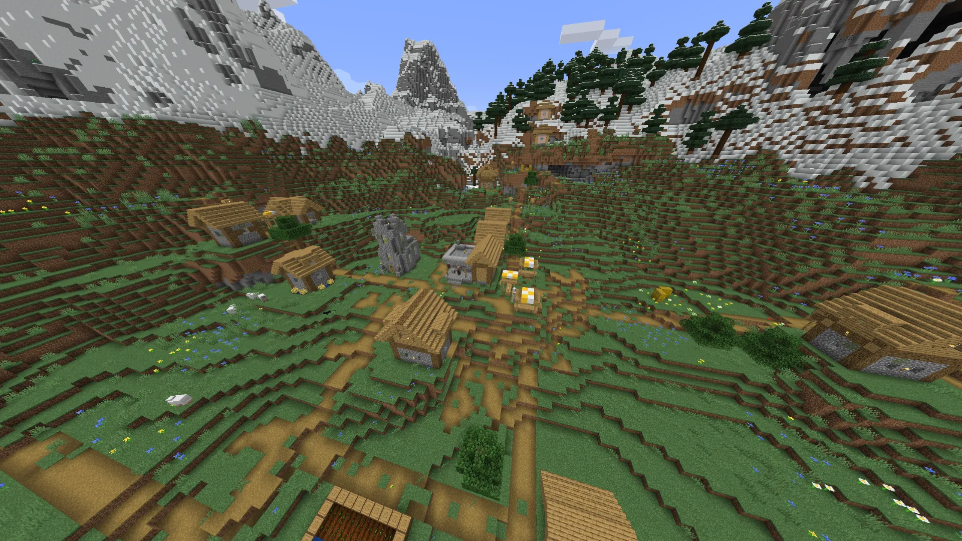 雪山と盆地に広がる村|建築に最適な絶景スポット