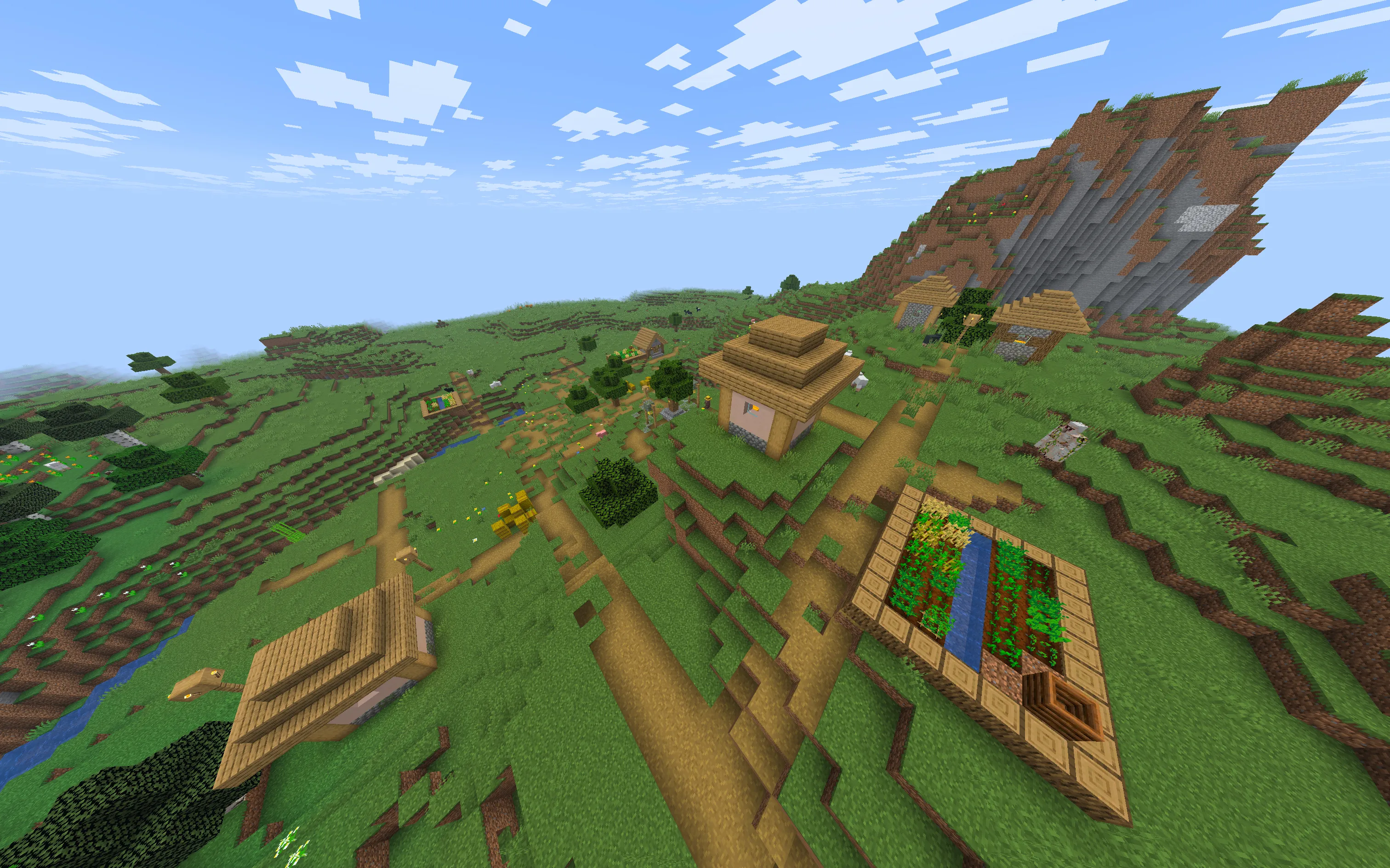 スポーン地点の目の前に広がる平原の村|おすすめ神シード