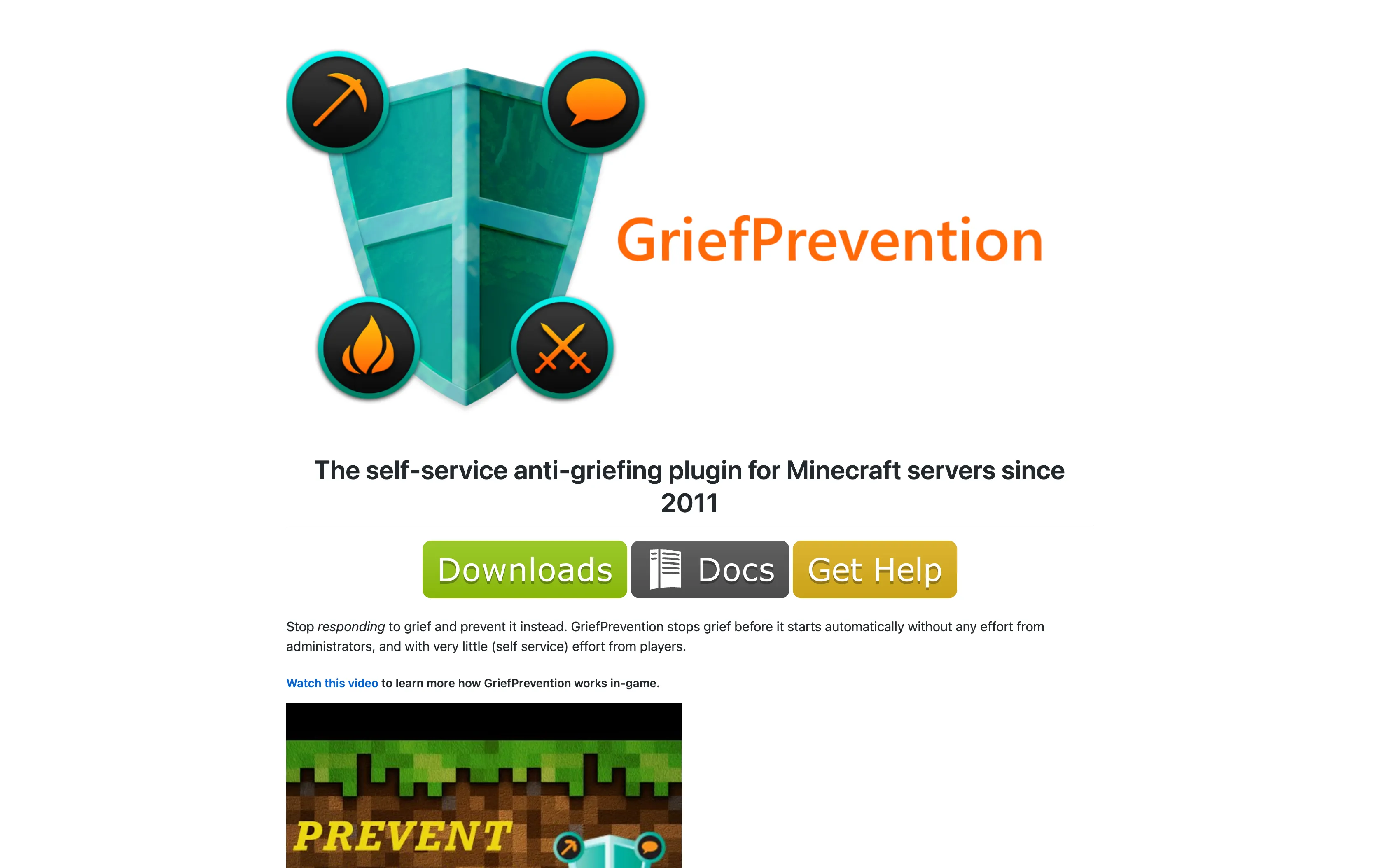 GriefPrevention土地保護プラグインの公式サイトとプラグイン詳細情報