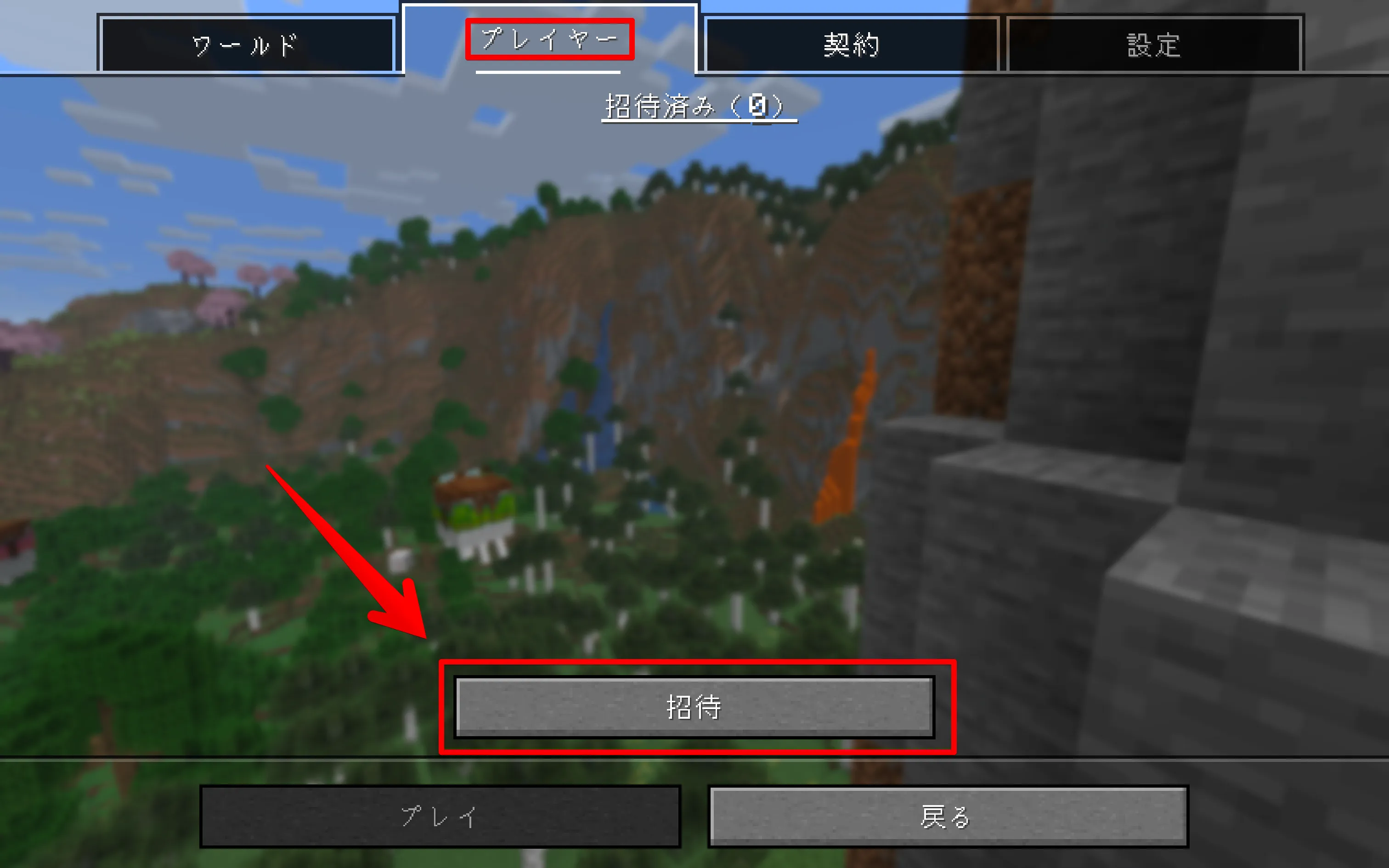 マイクラ Java版 Realmプレイヤー招待画面