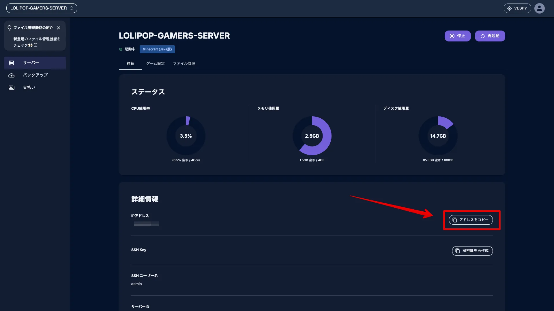 マイクラサーバーに入れない原因の解決 - サーバーアドレス（IPアドレス）のコピー方法