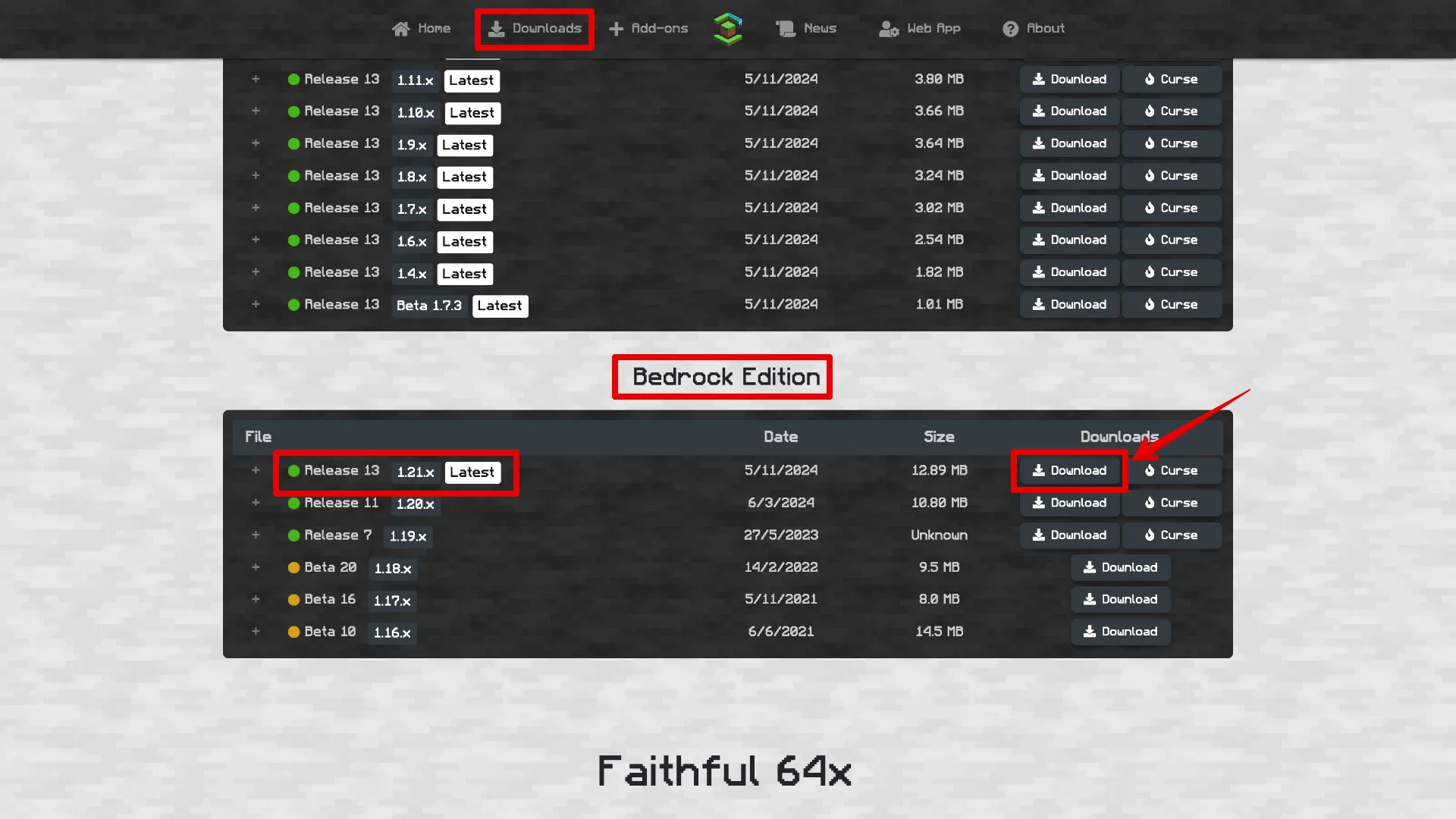 Faithful 32xのDownloadsページからDownload